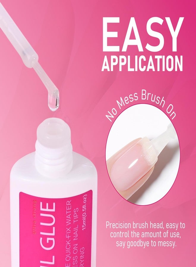 FREEORR Super Strong Nail Glue for Press Ons, Fake Nail Tips and Acrylic Nails, No U/V Light Needed Long-Lasting Fast Drying Easy Application No Mess Brush on Nail Adhesive(15ml,2 Pcs) - Image 5